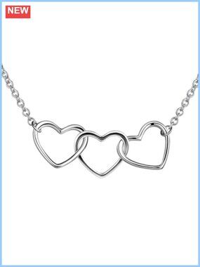 925 Sterling Silver Triple Heart Necklace Infinity Love Three Interlock Hearts